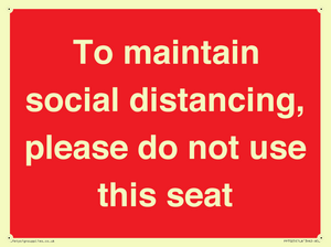 To maintain social distancing, please do not use this seat